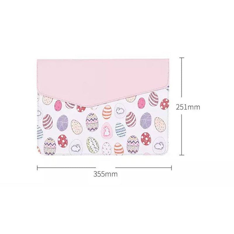 Canvasartisan E52-13 13-inch Notebook Cartoon Pattern PU Leather Storage Pouch Carrying Bag Magnetic Flip Cover Laptop Sleeve - Light Pink