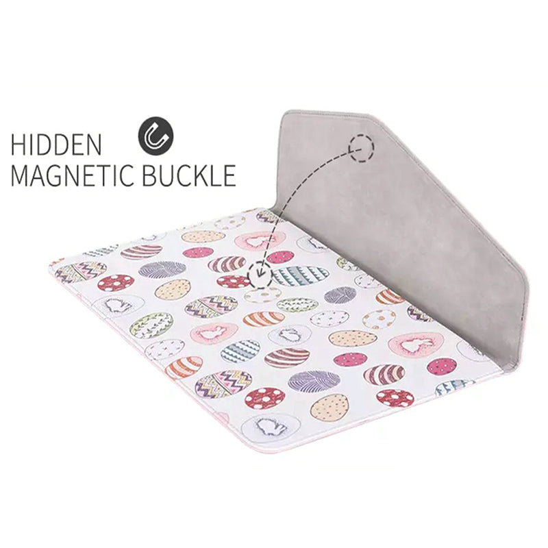 Canvasartisan E52-13 Travel Portable 14-inch Laptop Cartoon Pattern PU Leather Carrying Bag Magnetic Closure Notebook Sleeve - Apricot