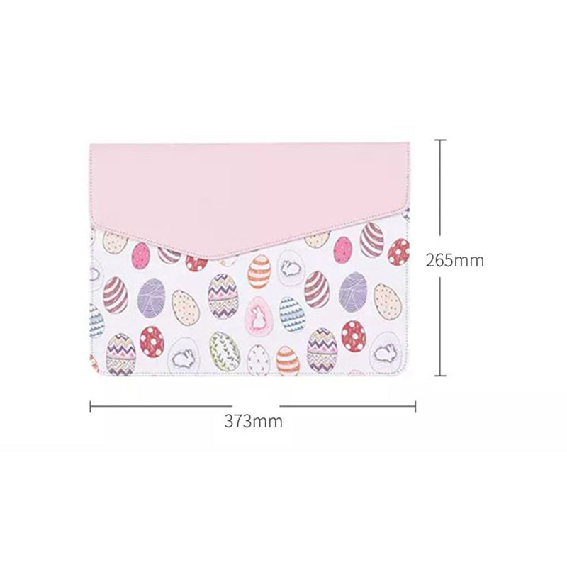 Canvasartisan E52-13 Travel Portable 14-inch Laptop Cartoon Pattern PU Leather Carrying Bag Magnetic Closure Notebook Sleeve - Apricot