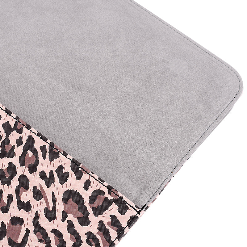 Leopard Printed Fashion Laptop Sleeve PU Leather Magnetic Lid Envelope Notebook Bag - Yellow/12 inch
