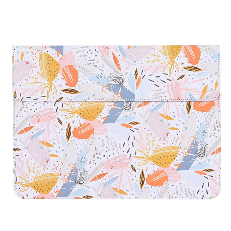 Stylish Printed Laptop Carrying Bag PU Leather Magnetic Closure Envelope Notebook Sleeve Pouch - 13-inch