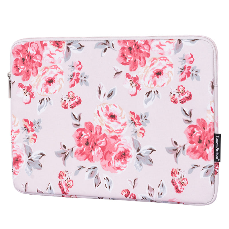 Watercolor Flower Printing Protective Laptop Sleeve Notebook PC Carrying Case with Small Bag - Light Pink/for 11-inch Laptop
