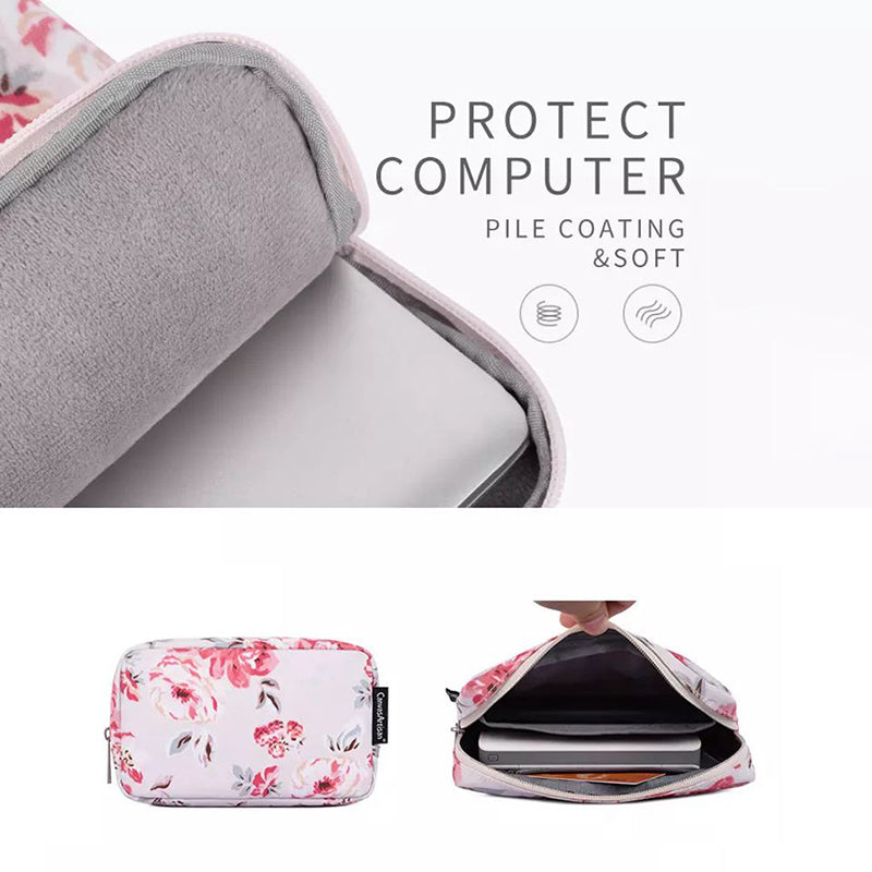 Watercolor Flower Printing Protective Laptop Sleeve Notebook PC Carrying Case with Small Bag - Light Pink/for 15-inch Laptop