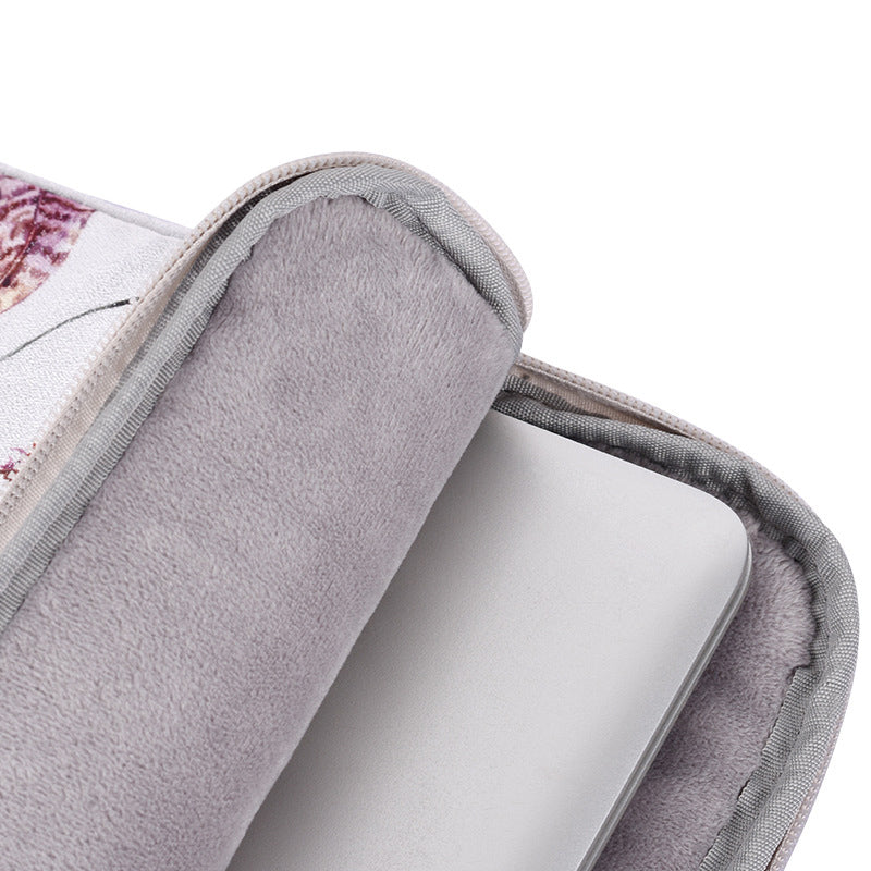 Watercolor Feather Pattern Ultra Slim Laptop Carrying Case Shockproof Notebook Sleeve with Small Bag - White/for 12-inch Laptop