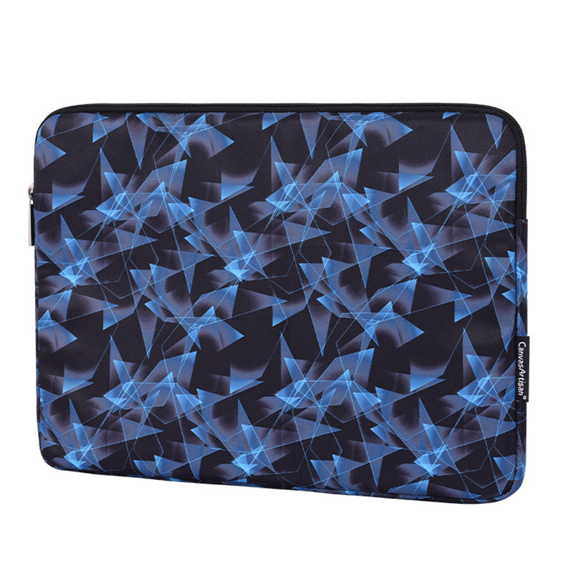 3D Diamond Pattern PU Leather Shockproof Laptop Sleeve Zipper Notebook Case with Small Bag - Blue/for 12-inch Laptop