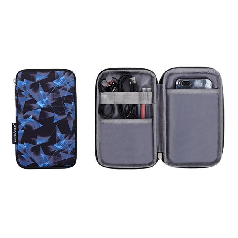 3D Diamond Pattern PU Leather Shockproof Laptop Sleeve Zipper Notebook Case with Small Bag - Blue/for 14-inch Laptop