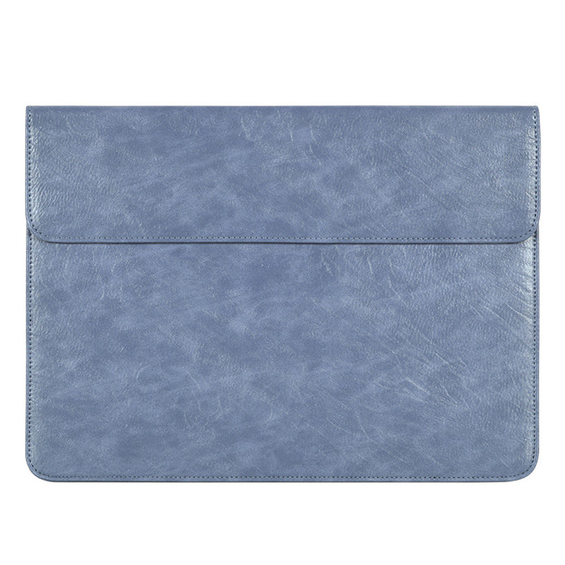 Business Style PU Leather Laptop Sleeve Notebook Carrying Bag with Magnetic Flip Cover - Blue/for 15-inch Laptop
