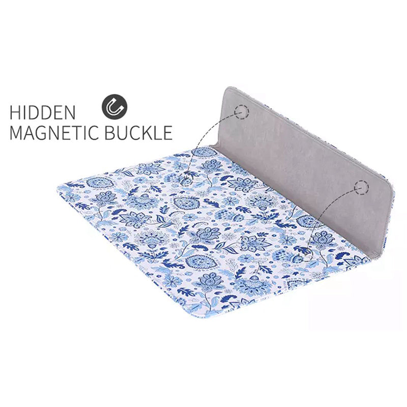 Magnetic Closure PU Leather Laptop Sleeve Flower Pattern Notebook Carrying Bag - White/for 12-inch Laptop