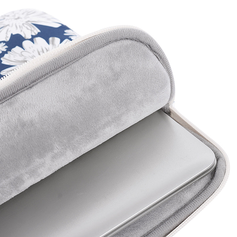 Chrysanthemum Pattern Laptop Handbag Polyester Zipper Notebook Carrying Bag with Handle Design - Blue/for 15-inch Laptop