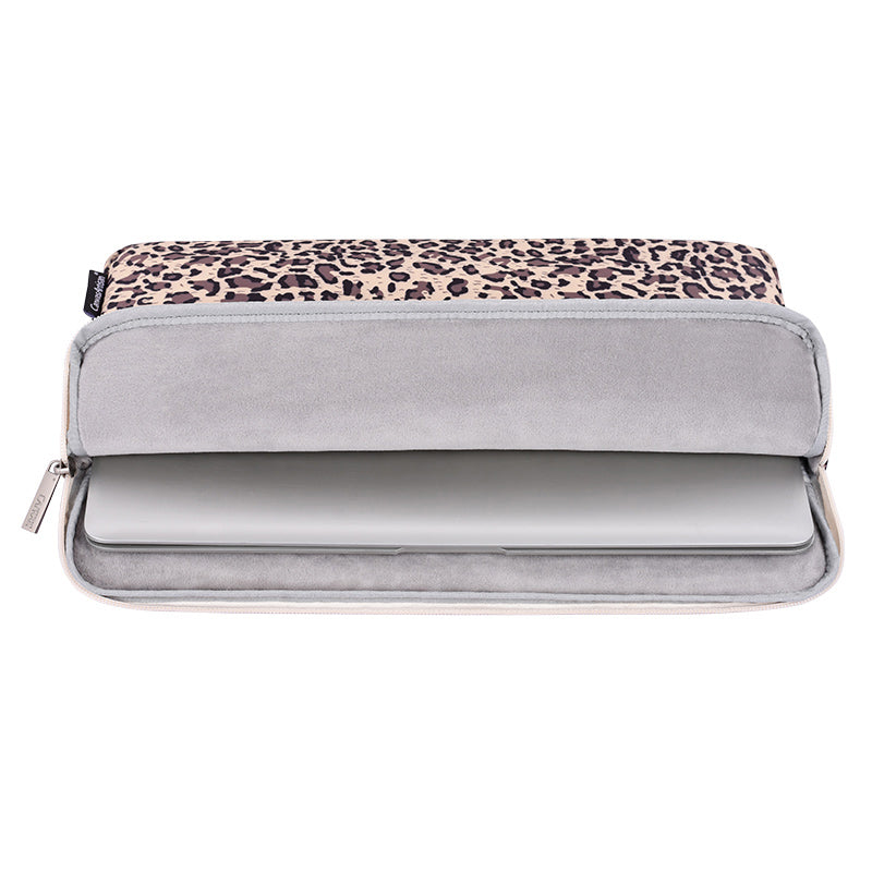 Canvasartisan H31-T0123 11-inch Laptop Sleeve Leopard Printing Notebook Carrying Case with Small Bag - Pink
