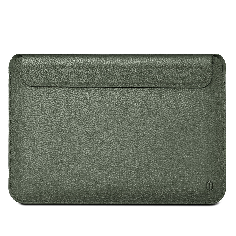 WIWU Skin Pro II Series Cowhide Genuine Leather Solid Color Waterproof Laptop Sleeve Notebook Bag with Magnetic Closure for MacBook Pro 16.2-inch 2021 A2485 - Green