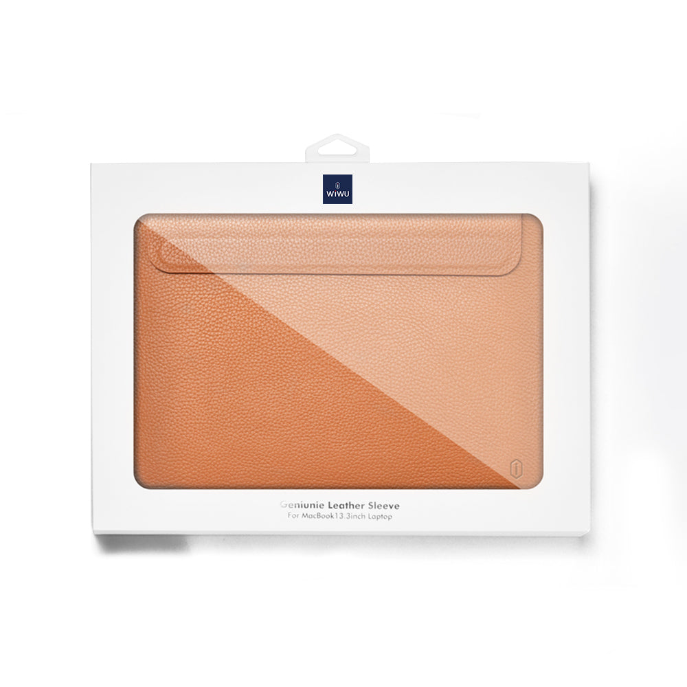 WIWU Skin Pro II Series Stylish Cowhide Genuine Leather Ultra Slim Notebook Bag Waterproof Laptop Sleeve with Magnetic Closure for MacBook Pro 14.2-inch 2021 A2442 - Green