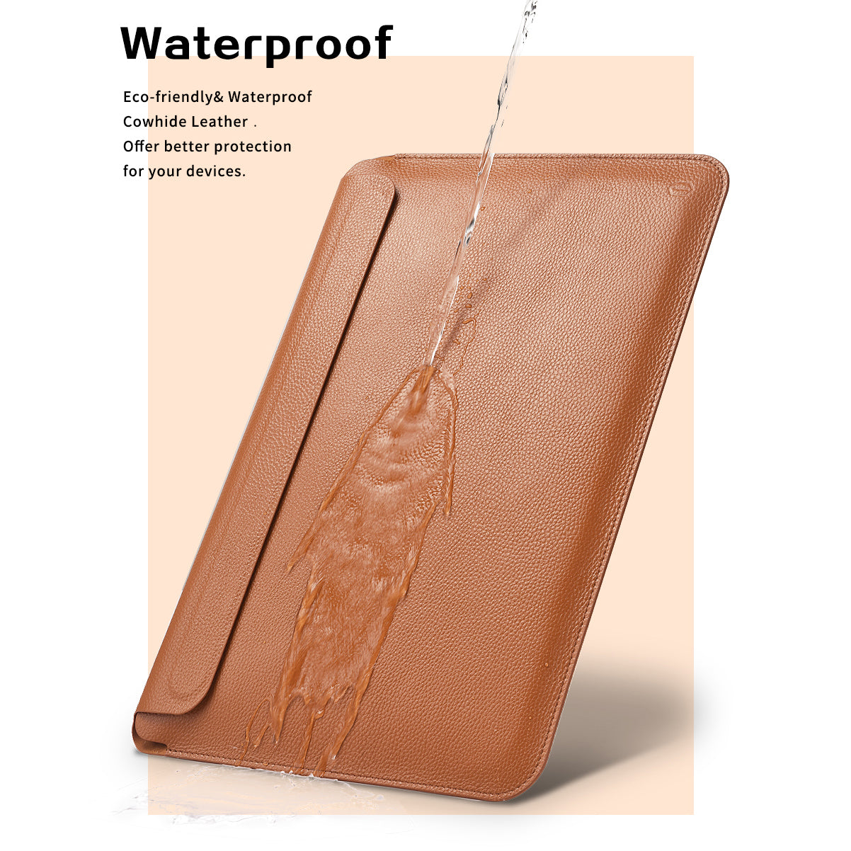 WIWU Skin Pro II Series Ultra-thin Cowhide Genuine Leather Magnetic Flip Laptop Sleeve Notebook Bag for MacBook 13 Air 2011/2012(A1369/A1466/A1278/A1425/A1502) - Navy Blue