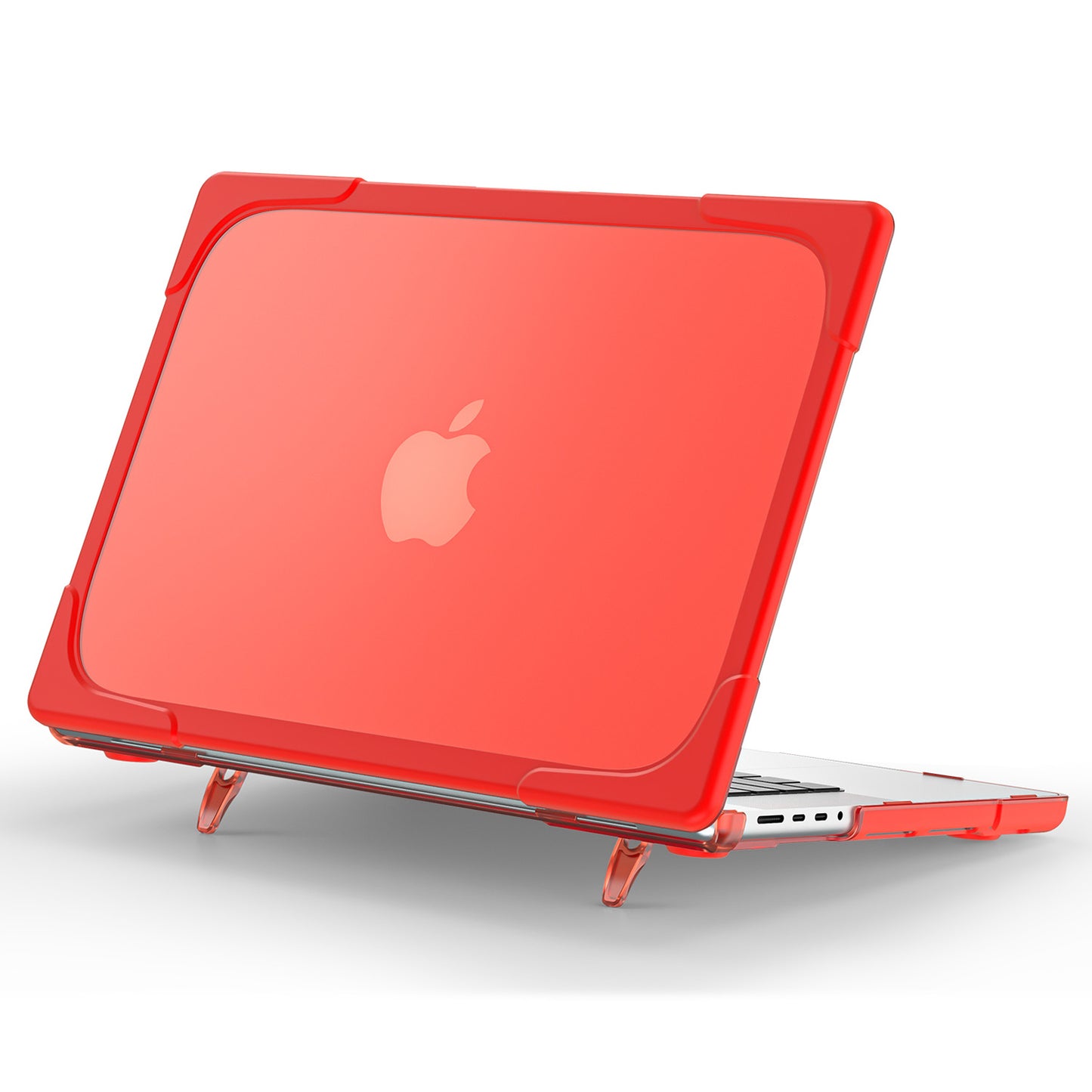 For MacBook Pro 14 inch (2021) A2442 / 14 inch (2023) A2779 (M1 / M2) Hard PC Laptop Case Notebook Computer Cover with Supporting Stand Feet - Red