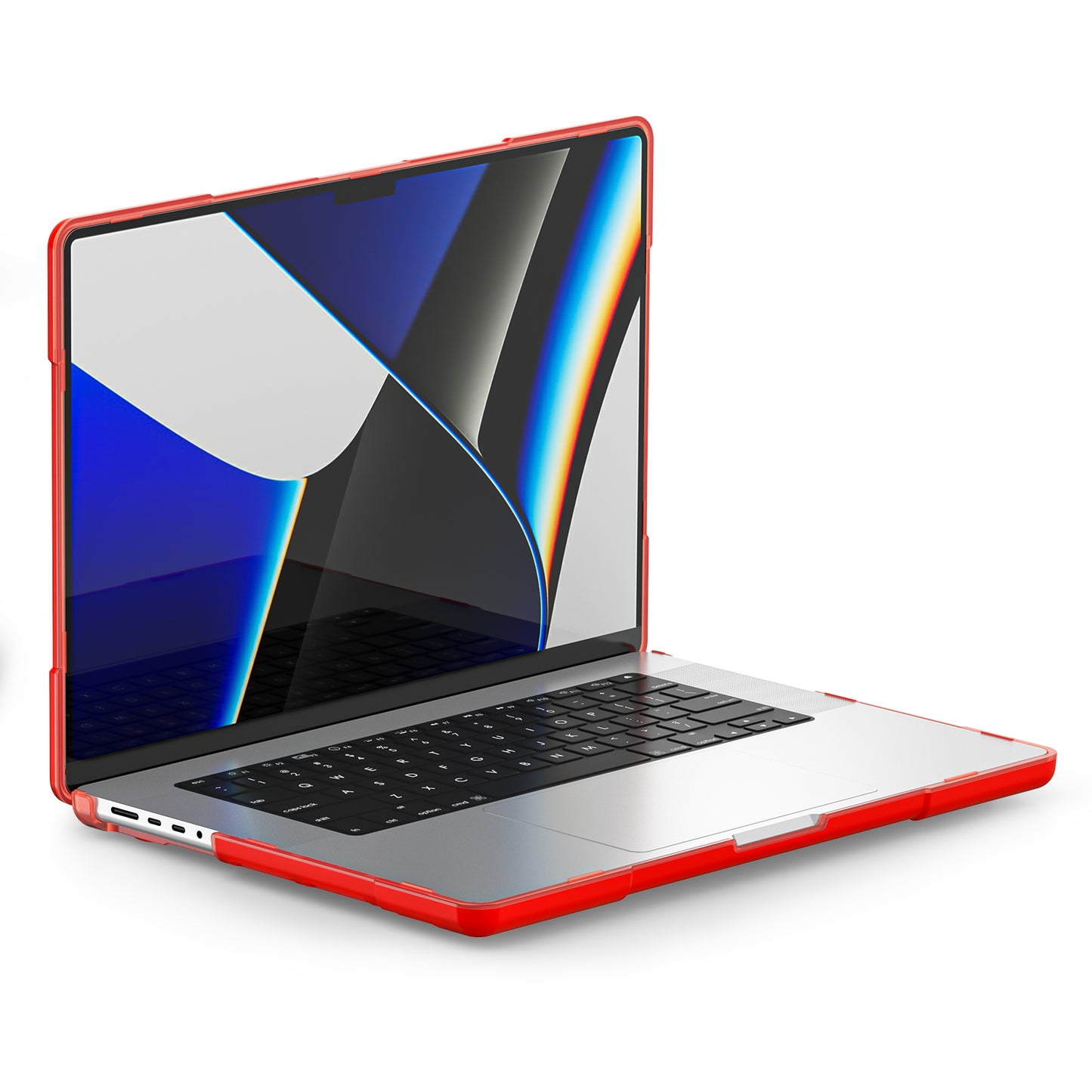 For MacBook Pro 14 inch (2021) A2442 / 14 inch (2023) A2779 (M1 / M2) Hard PC Laptop Case Notebook Computer Cover with Supporting Stand Feet - Red