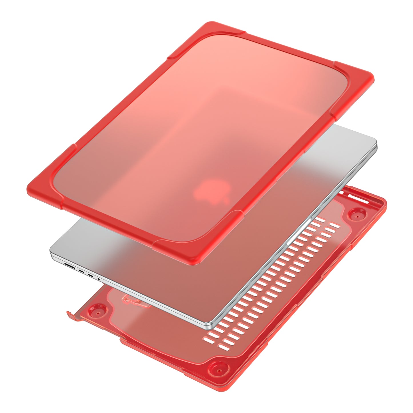 For MacBook Pro 14 inch (2021) A2442 / 14 inch (2023) A2779 (M1 / M2) Hard PC Laptop Case Notebook Computer Cover with Supporting Stand Feet - Red