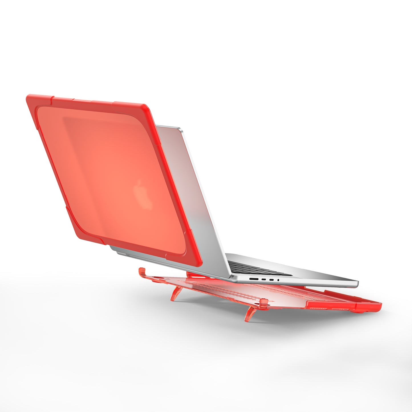 For MacBook Pro 14 inch (2021) A2442 / 14 inch (2023) A2779 (M1 / M2) Hard PC Laptop Case Notebook Computer Cover with Supporting Stand Feet - Red
