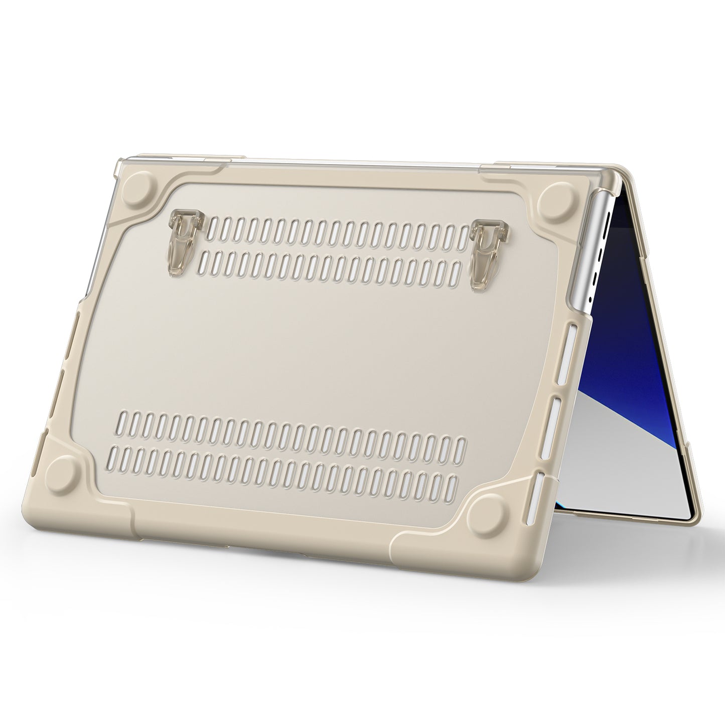 For MacBook Pro 14 inch (2021) A2442 / 14 inch (2023) A2779 (M1 / M2) Hard PC Laptop Case Notebook Computer Cover Stand - Khaki