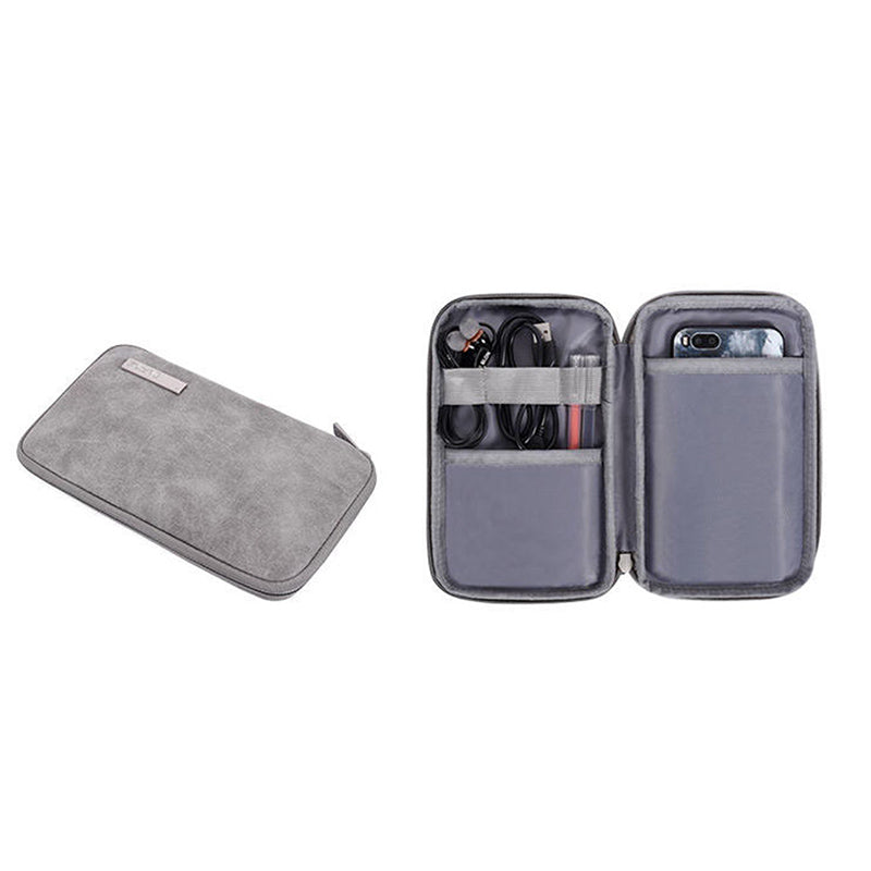 Solid Color PU Leather Notebook Case Shockproof Protective Sleeve Bag with Small Bag - Grey/for 11-inch Laptop