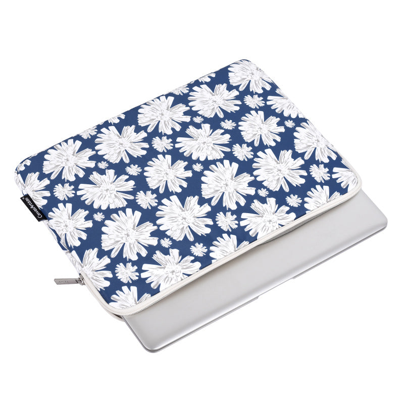 Chrysanthemum Pattern Laptop Sleeve Zipper Carrying Case with Small Bag - Blue/for 13-inch Laptop