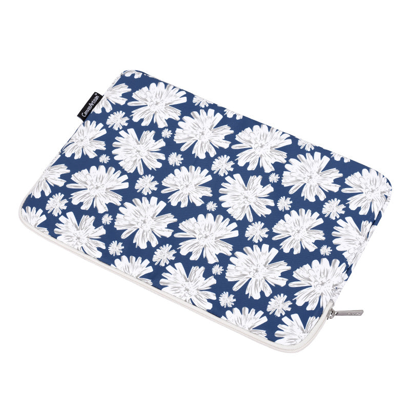 Chrysanthemum Pattern Laptop Sleeve Zipper Carrying Case with Small Bag - Blue/for 14-inch Laptop