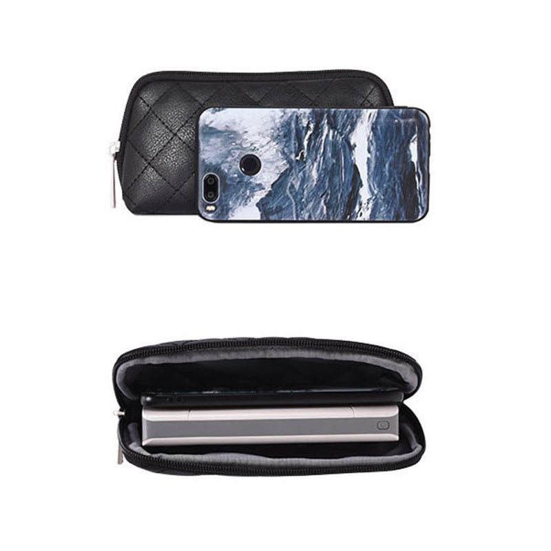 PU Leather Laptop Sleeve Rhombus Grid Notebook Case Carrying Bag with Small Bag - Red/for 14-inch Laptop