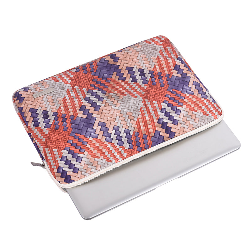 Woven Pattern Notebook Case Anti-scratch Laptop Sleeve with Small Bag - Orange/for 11-inch Laptop