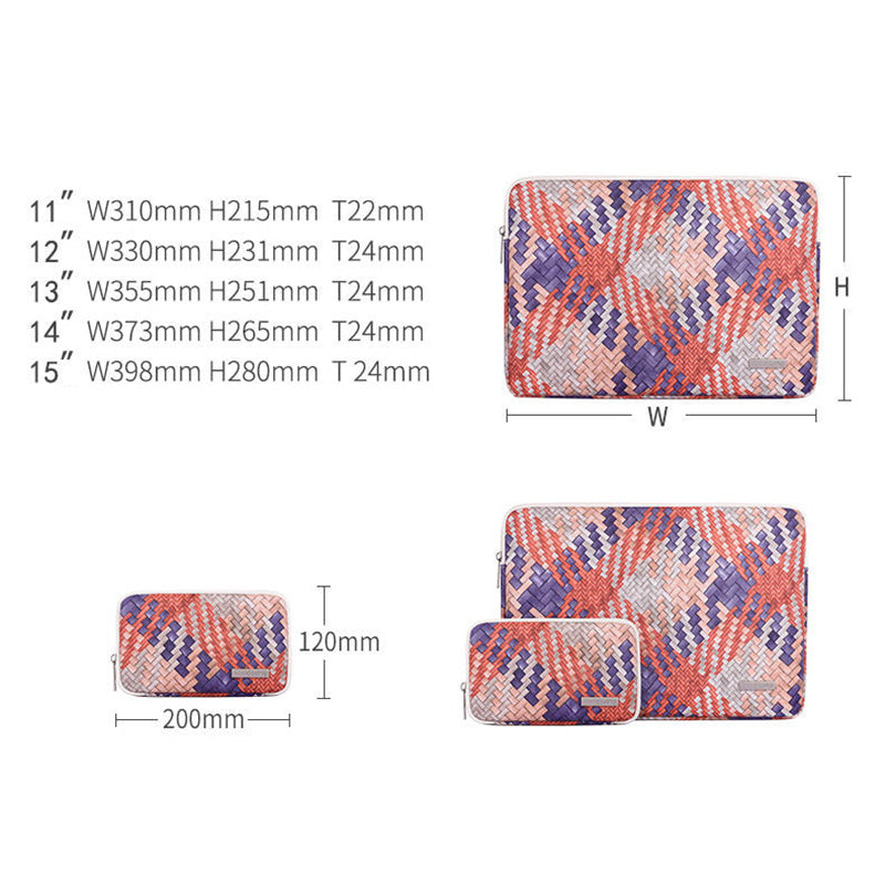 Woven Pattern Notebook Case Anti-scratch Laptop Sleeve with Small Bag - Orange/for 11-inch Laptop