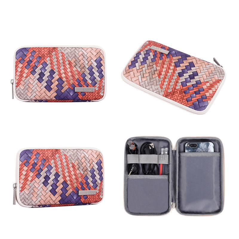 Woven Pattern Notebook Case Anti-scratch Laptop Sleeve with Small Bag - Orange/for 14-inch Laptop