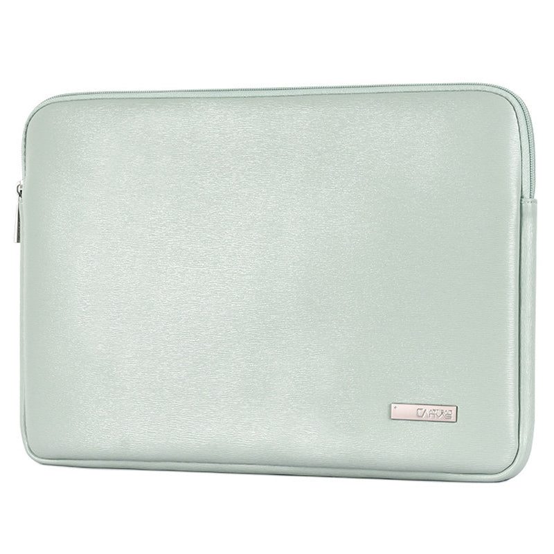 PU Leather Zipper Laptop PC Sleeve Notebook Case Protective Cover with Small Bag - Green/for 14-inch Laptop