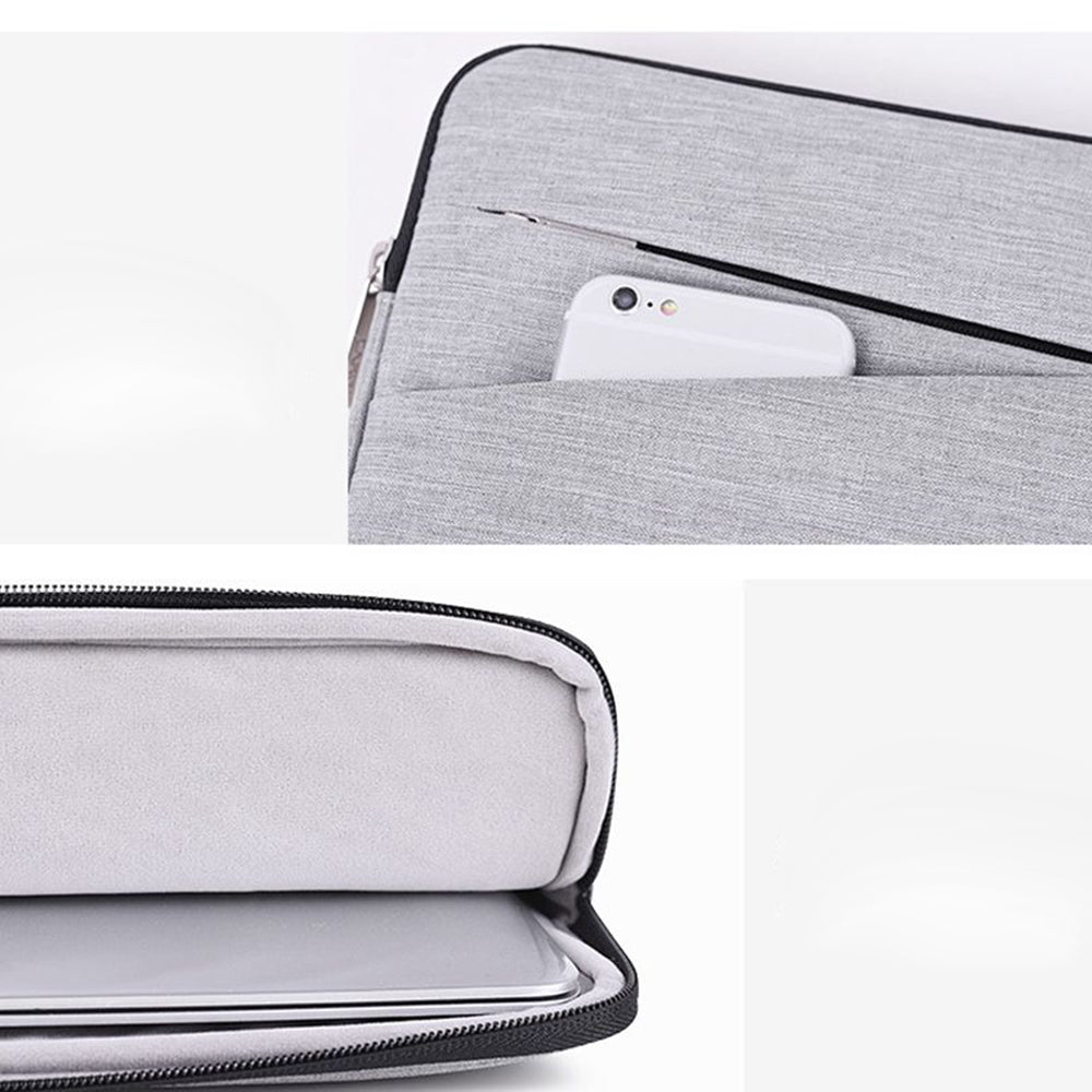 Cloth Texture Side Pocket Laptop Sleeve Notebook Bag with Small Bag - Light Grey/for 15-inch Laptop
