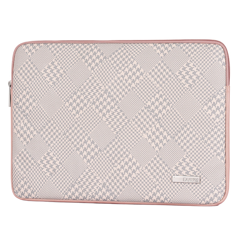 Canvasartian L21-04 Houndstooth Pattern Protective Laptop Sleeve Notebook Case - Pink Edge/for 11-inch Laptop