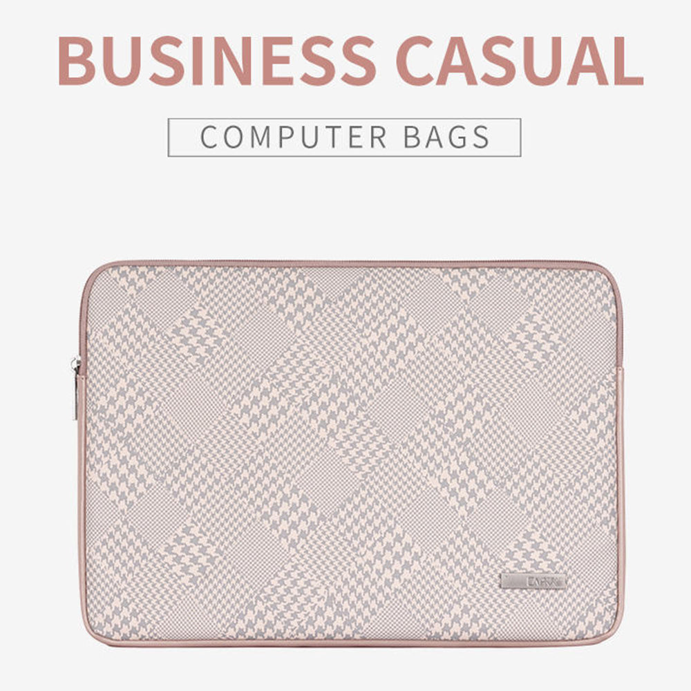 Canvasartian L21-04 Houndstooth Pattern Protective Laptop Sleeve Notebook Case - Pink Edge/for 11-inch Laptop