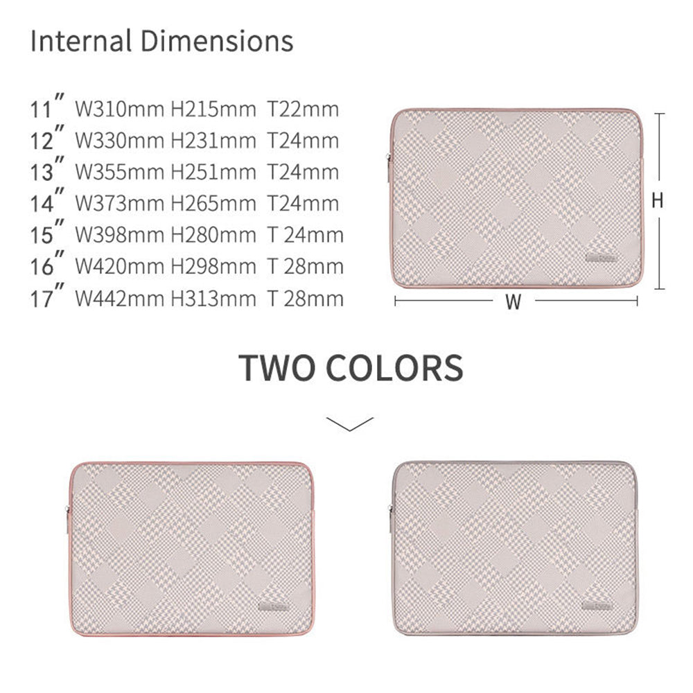 Canvasartian L21-04 Houndstooth Pattern Protective Laptop Sleeve Notebook Case - Pink Edge/for 12-inch Laptop