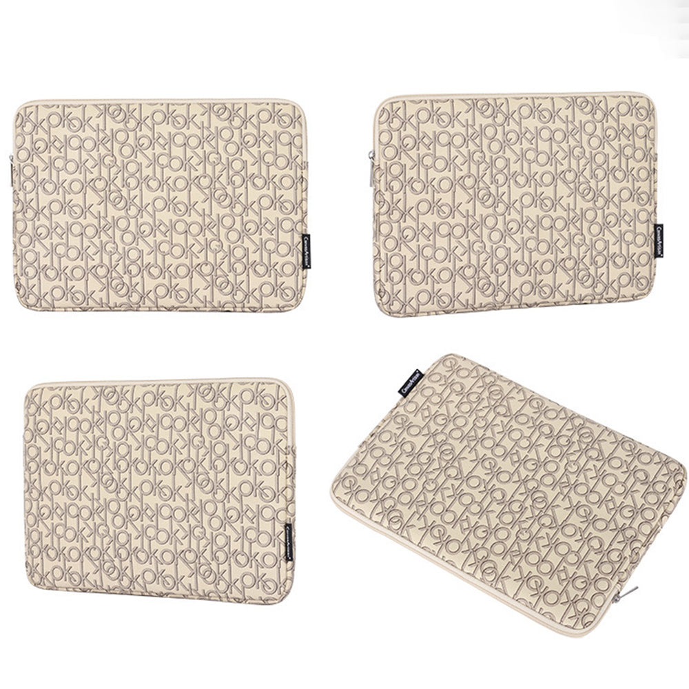 Letter OK Printed PU Leather Laptop Sleeve Protective Cover Notebook Case - Khaki/for 13-inch Laptop