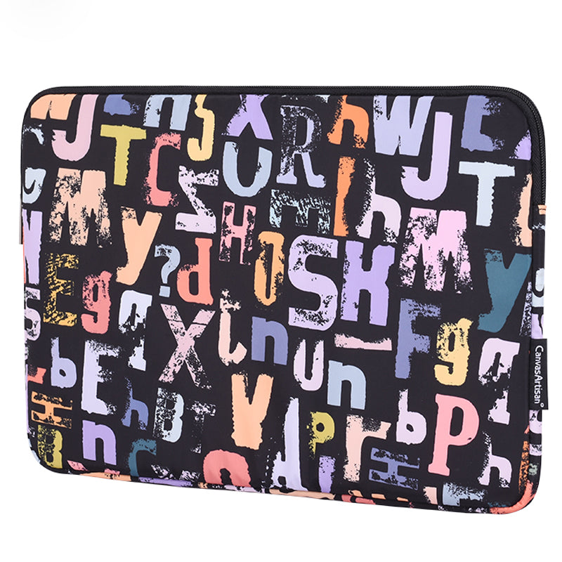 Letters Printing Scratch-resistant Laptop Sleeve Notebook Carrying Case - Black/for 12-inch Laptop