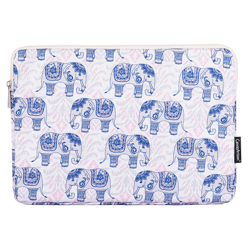 Canvasartian H27-01 Elephant Printing Laptop Protective Sleeve Ultra-thin Notebook PC Bag - White/for 11-inch Laptop