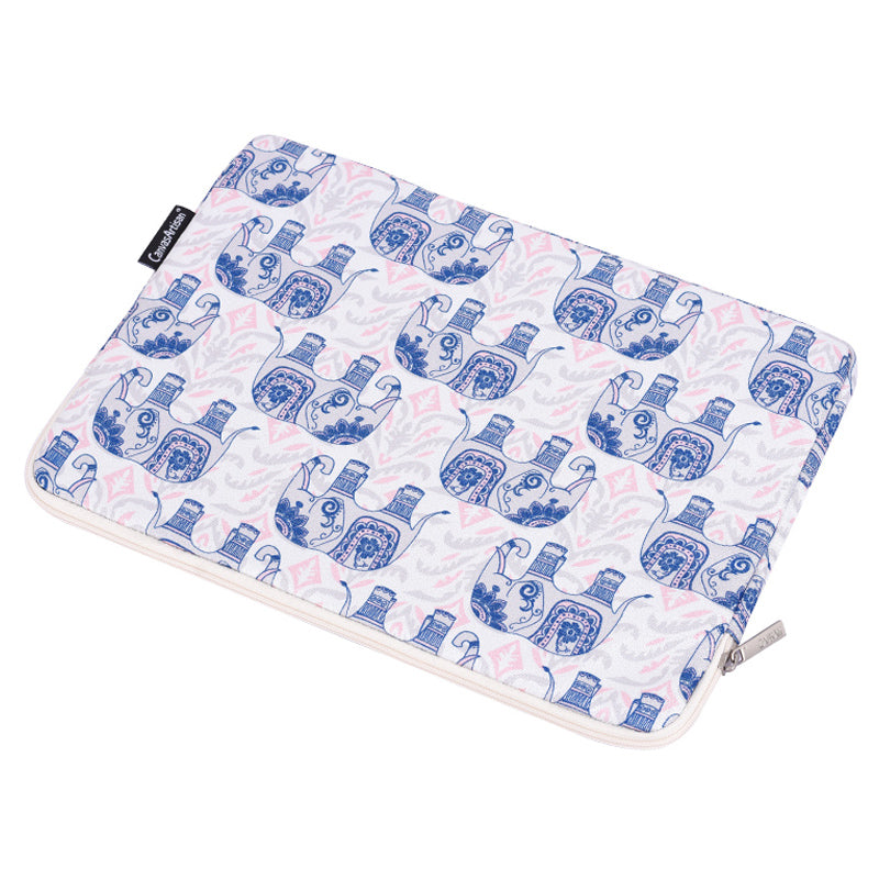 Canvasartian H27-01 Elephant Printing Laptop Protective Sleeve Ultra-thin Notebook PC Bag - White/for 12-inch Laptop