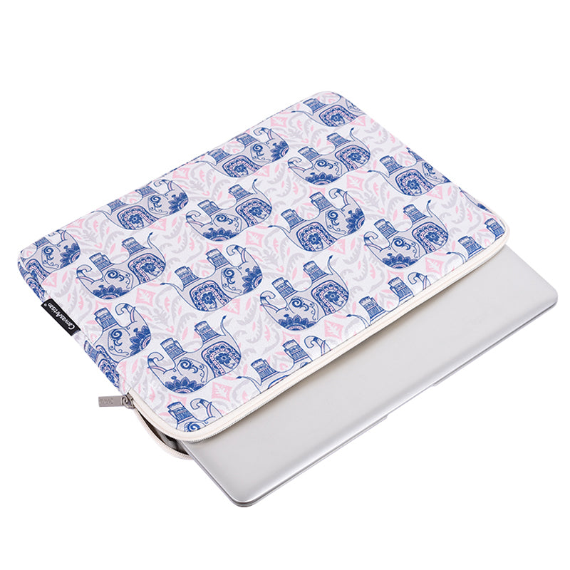 Canvasartian H27-01 Elephant Printing Laptop Protective Sleeve Ultra-thin Notebook PC Bag - White/for 15-inch Laptop