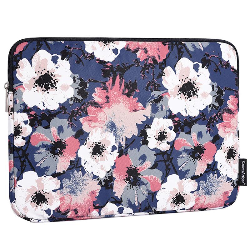 Canvasartian H43-01 Laptop Sleeve Case Watercolor Flower Printing Notebook Carrying Bag - Blue/for 13-inch Laptop