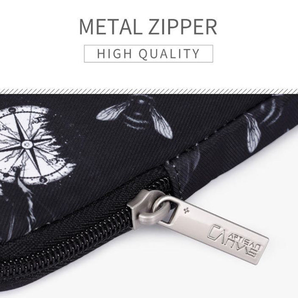 Canvasartian H8-01 Windbell Feather Printing Laptop PC Protective Sleeve Carrying Bag - Black/for 11-inch Laptop