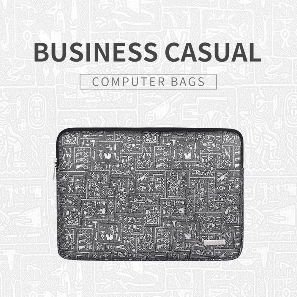 Egypt Style Pattern Printing Laptop Sleeve Bag Zipper Closure Notebook Protective Case - Grey/for 11-inch Laptop