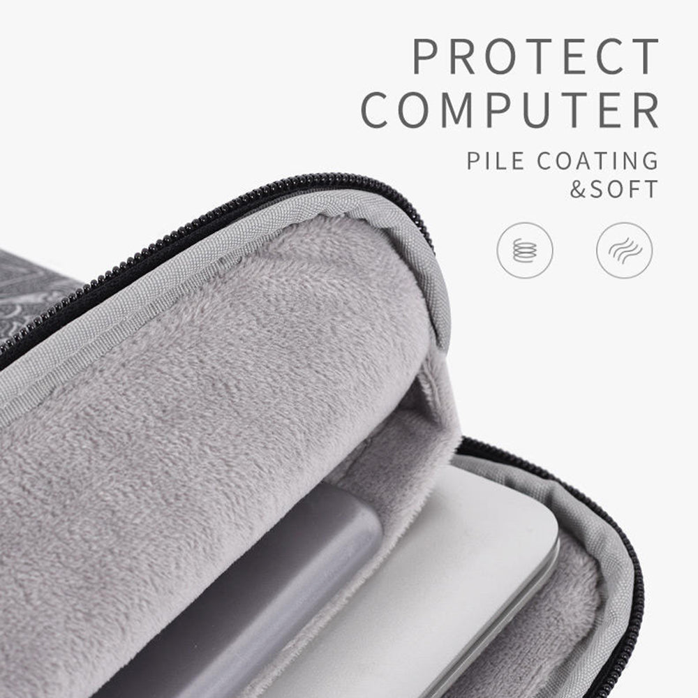 Egypt Style Pattern Printing Laptop Sleeve Bag Zipper Closure Notebook Protective Case - Grey/for 12-inch Laptop