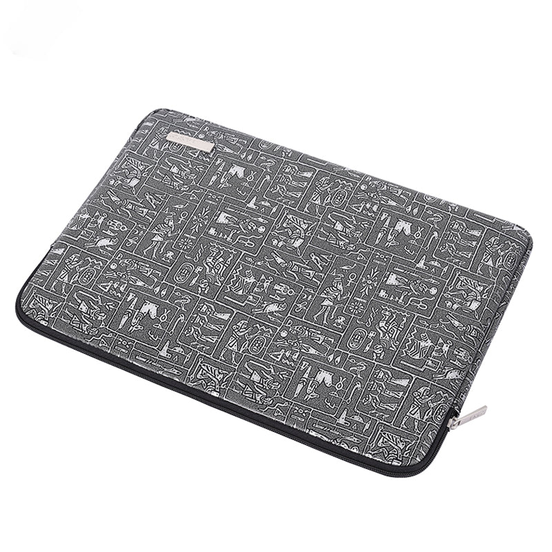 Egypt Style Pattern Printing Laptop Sleeve Bag Zipper Closure Notebook Protective Case - Grey/for 14-inch Laptop