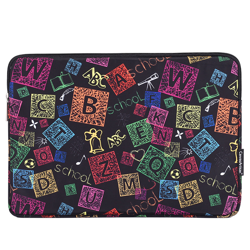 Canvasartian H17-01 Colorful Letters Printing Laptop Sleeve Computer Storage Bag - Black/for 12-inch Laptop