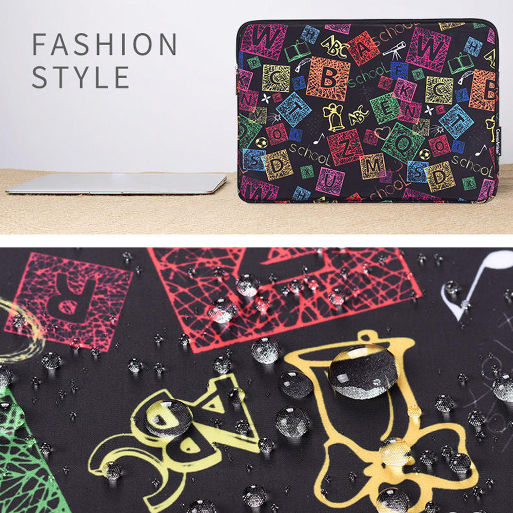 Canvasartian H17-01 Colorful Letters Printing Laptop Sleeve Computer Storage Bag - Black/for 13-inch Laptop