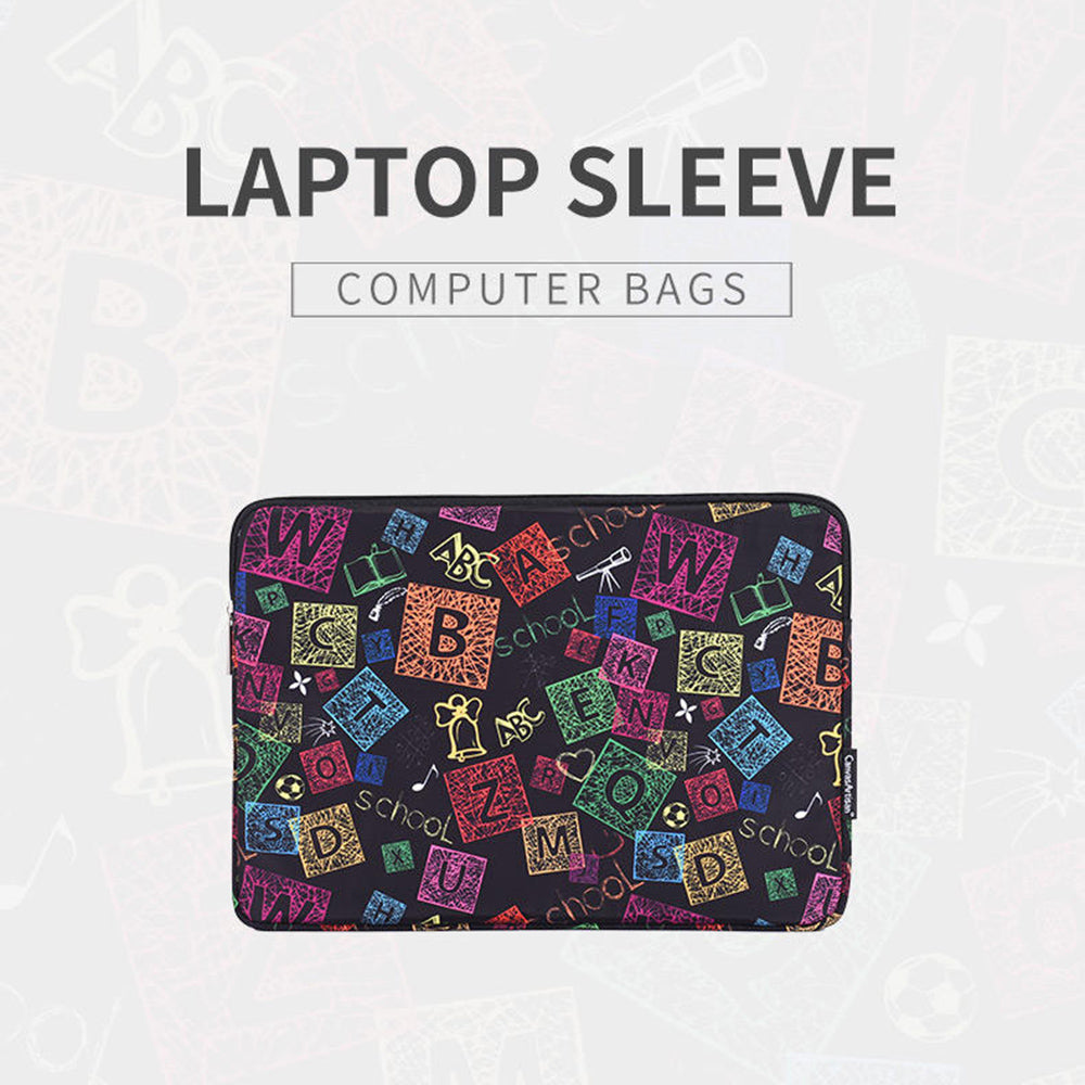 Canvasartian H17-01 Colorful Letters Printing Laptop Sleeve Computer Storage Bag - Black/for 13-inch Laptop