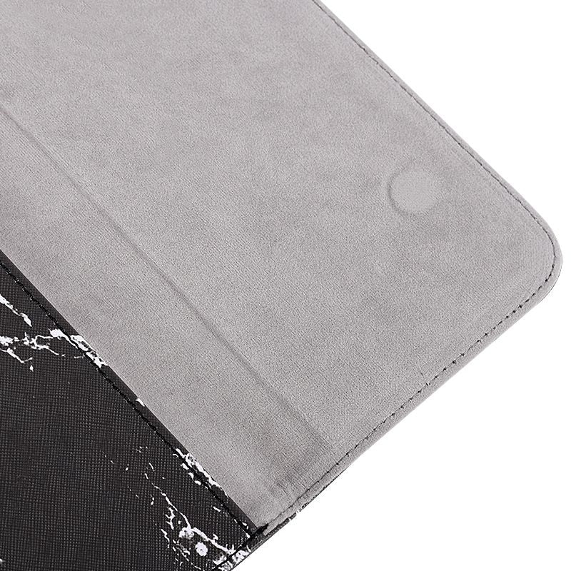 Magnetic Flip Cover PU Leather Laptop Sleeve Marble Pattern Notebook Carrying Bag - White/for 15-inch Laptop