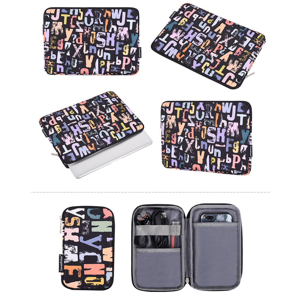 Laptop Sleeve Letters Printing Ultra Slim Notebook Case with Small Bag - Black/for 11-inch Laptop