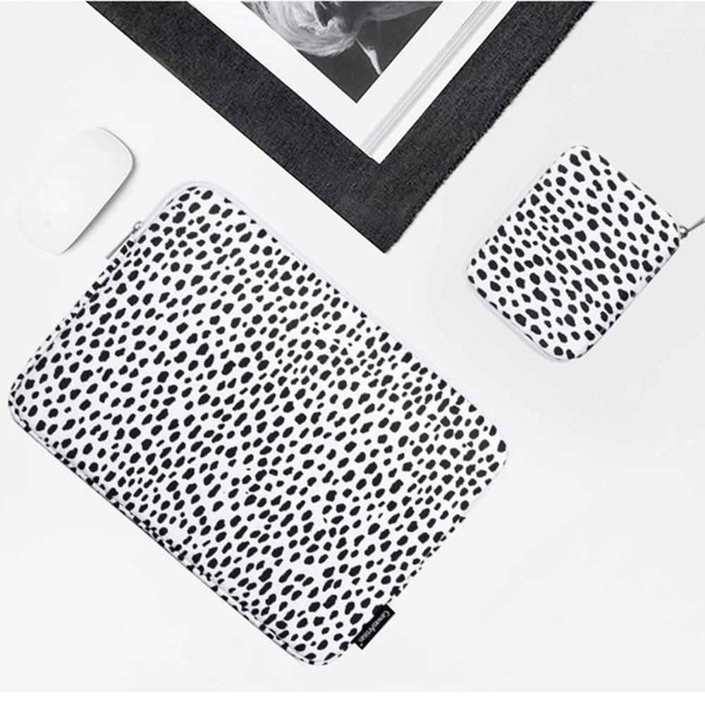 Dots Printing Shockproof Notebook Laptop Sleeve Carrying Case with Small Bag - White/for 15-inch Laptop